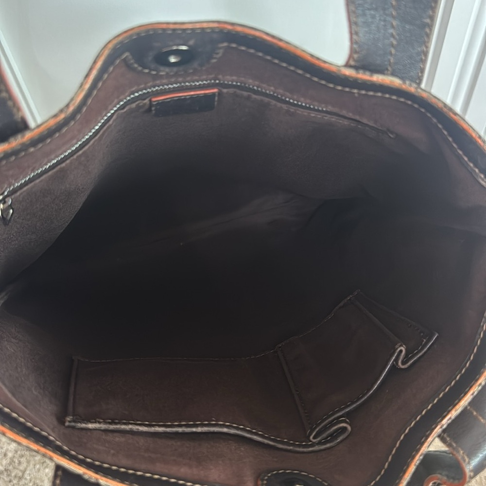 Celine Brown Monogram Canvas Satchel with Dark Brown Trim - Picture 11 of 13